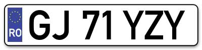 Placuta inmatriculare numar auto  GJ-71-YZY, GJ 71 YZY, GJ71YZY