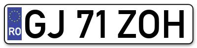 Placuta inmatriculare numar auto  GJ-71-ZOH, GJ 71 ZOH, GJ71ZOH