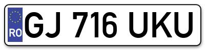 Placuta inmatriculare numar auto  GJ-716-UKU, GJ 716 UKU, GJ716UKU