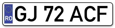 Placuta inmatriculare numar auto  GJ-72-ACF, GJ 72 ACF, GJ72ACF