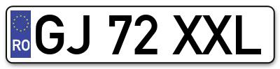 Placuta inmatriculare numar auto  GJ-72-XXL, GJ 72 XXL, GJ72XXL