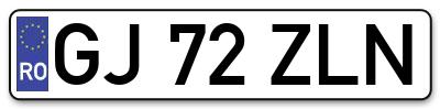 Placuta inmatriculare numar auto  GJ-72-ZLN, GJ 72 ZLN, GJ72ZLN