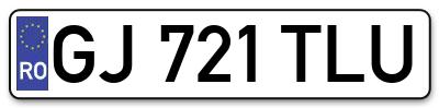 Placuta inmatriculare numar auto  GJ-721-TLU, GJ 721 TLU, GJ721TLU
