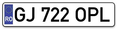 Placuta inmatriculare numar auto  GJ-722-OPL, GJ 722 OPL, GJ722OPL