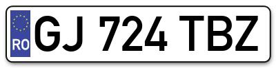 Placuta inmatriculare numar auto  GJ-724-TBZ, GJ 724 TBZ, GJ724TBZ