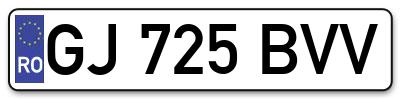 Placuta inmatriculare numar auto  GJ-725-BVV, GJ 725 BVV, GJ725BVV