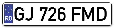 Placuta inmatriculare numar auto  GJ-726-FMD, GJ 726 FMD, GJ726FMD