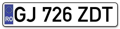 Placuta inmatriculare numar auto  GJ-726-ZDT, GJ 726 ZDT, GJ726ZDT