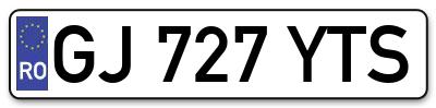 Placuta inmatriculare numar auto  GJ-727-YTS, GJ 727 YTS, GJ727YTS