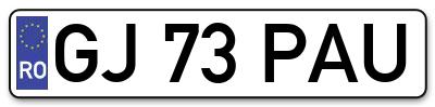 Placuta inmatriculare numar auto  GJ-73-PAU, GJ 73 PAU, GJ73PAU