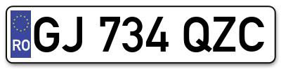 Placuta inmatriculare numar auto  GJ-734-QZC, GJ 734 QZC, GJ734QZC