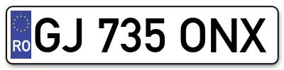 Placuta inmatriculare numar auto  GJ-735-ONX, GJ 735 ONX, GJ735ONX