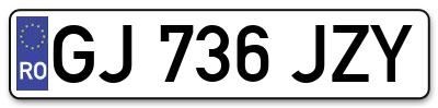 Placuta inmatriculare numar auto  GJ-736-JZY, GJ 736 JZY, GJ736JZY
