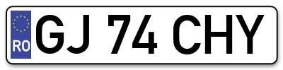Placuta inmatriculare numar auto  GJ-74-CHY, GJ 74 CHY, GJ74CHY