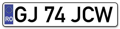 Placuta inmatriculare numar auto  GJ-74-JCW, GJ 74 JCW, GJ74JCW