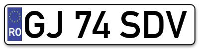 Placuta inmatriculare numar auto  GJ-74-SDV, GJ 74 SDV, GJ74SDV