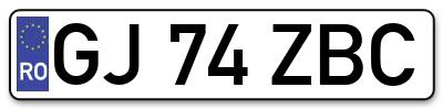 Placuta inmatriculare numar auto  GJ-74-ZBC, GJ 74 ZBC, GJ74ZBC