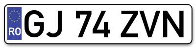 Placuta inmatriculare numar auto  GJ-74-ZVN, GJ 74 ZVN, GJ74ZVN