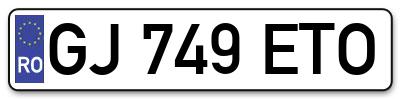 Placuta inmatriculare numar auto  GJ-749-ETO, GJ 749 ETO, GJ749ETO