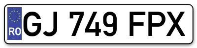 Placuta inmatriculare numar auto  GJ-749-FPX, GJ 749 FPX, GJ749FPX