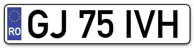 Placuta inmatriculare numar auto  GJ-75-IVH, GJ 75 IVH, GJ75IVH