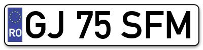 Placuta inmatriculare numar auto  GJ-75-SFM, GJ 75 SFM, GJ75SFM