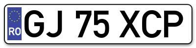 Placuta inmatriculare numar auto  GJ-75-XCP, GJ 75 XCP, GJ75XCP