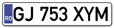 Placuta inmatriculare numar auto  GJ-753-XYM, GJ 753 XYM, GJ753XYM