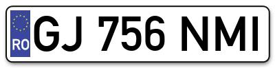 Placuta inmatriculare numar auto  GJ-756-NMI, GJ 756 NMI, GJ756NMI
