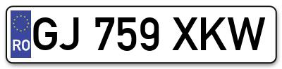 Placuta inmatriculare numar auto  GJ-759-XKW, GJ 759 XKW, GJ759XKW
