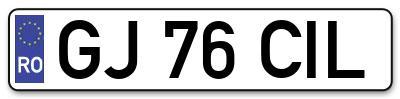Placuta inmatriculare numar auto  GJ-76-CIL, GJ 76 CIL, GJ76CIL