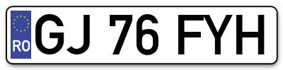Placuta inmatriculare numar auto  GJ-76-FYH, GJ 76 FYH, GJ76FYH