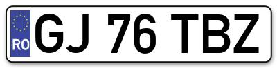 Placuta inmatriculare numar auto  GJ-76-TBZ, GJ 76 TBZ, GJ76TBZ