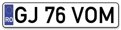 Placuta inmatriculare numar auto  GJ-76-VOM, GJ 76 VOM, GJ76VOM