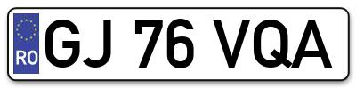 Placuta inmatriculare numar auto  GJ-76-VQA, GJ 76 VQA, GJ76VQA