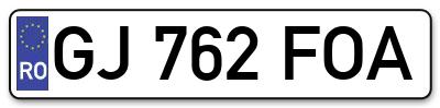 Placuta inmatriculare numar auto  GJ-762-FOA, GJ 762 FOA, GJ762FOA