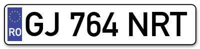 Placuta inmatriculare numar auto  GJ-764-NRT, GJ 764 NRT, GJ764NRT
