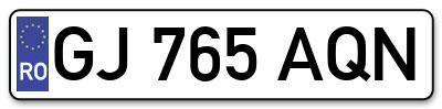 Placuta inmatriculare numar auto  GJ-765-AQN, GJ 765 AQN, GJ765AQN