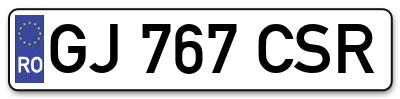 Placuta inmatriculare numar auto  GJ-767-CSR, GJ 767 CSR, GJ767CSR