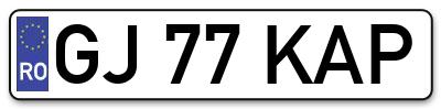 Placuta inmatriculare numar auto  GJ-77-KAP, GJ 77 KAP, GJ77KAP