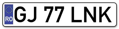 Placuta inmatriculare numar auto  GJ-77-LNK, GJ 77 LNK, GJ77LNK