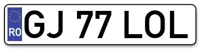 Placuta inmatriculare numar auto  GJ-77-LOL, GJ 77 LOL, GJ77LOL