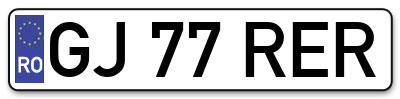 Placuta inmatriculare numar auto  GJ-77-RER, GJ 77 RER, GJ77RER