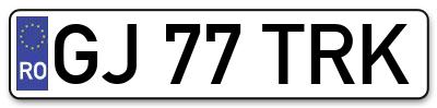 Placuta inmatriculare numar auto  GJ-77-TRK, GJ 77 TRK, GJ77TRK