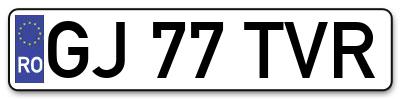 Placuta inmatriculare numar auto  GJ-77-TVR, GJ 77 TVR, GJ77TVR