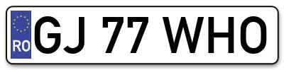 Placuta inmatriculare numar auto  GJ-77-WHO, GJ 77 WHO, GJ77WHO