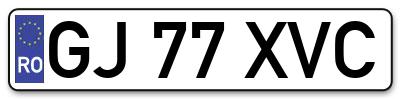 Placuta inmatriculare numar auto  GJ-77-XVC, GJ 77 XVC, GJ77XVC