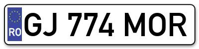 Placuta inmatriculare numar auto  GJ-774-MOR, GJ 774 MOR, GJ774MOR