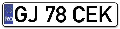 Placuta inmatriculare numar auto  GJ-78-CEK, GJ 78 CEK, GJ78CEK