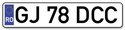 Placuta inmatriculare numar auto  GJ-78-DCC, GJ 78 DCC, GJ78DCC